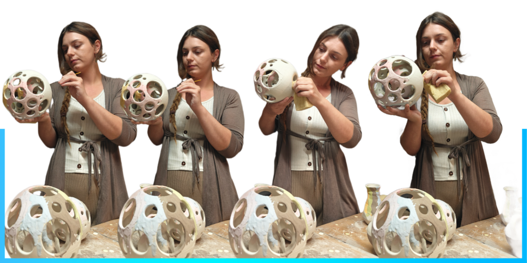 Kunstkeramikerin Julia Meszaros bei der Arbeit